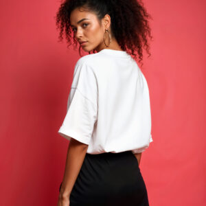 Women Printed Round Neck Cotton Blend white T-Shirt