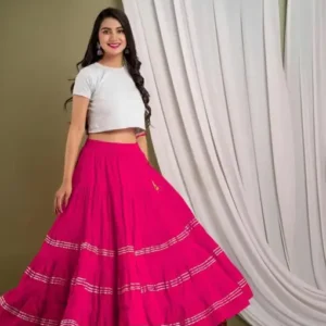 Women Solid Flared Pink Skirt